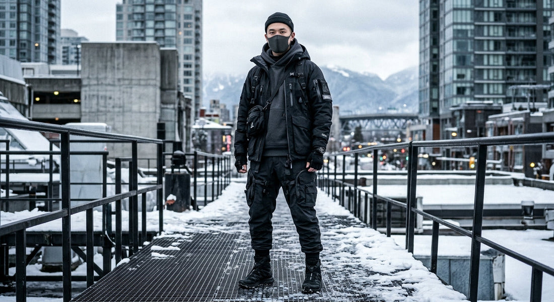 Jak nosić techwear zimą — jakie kurtki, bluzy i spodnie cargo wybrać, żeby połączyć futurystyczny styl z ochroną przed chłodem?