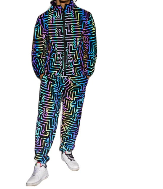 Cyberpunkowa Świecąca Kurtka Hoodie Rebel LED