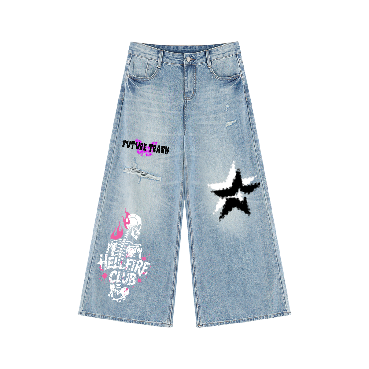 Women's Wide Leg Jeans | Y2K Cyber Kitch | FUTURE TRASH