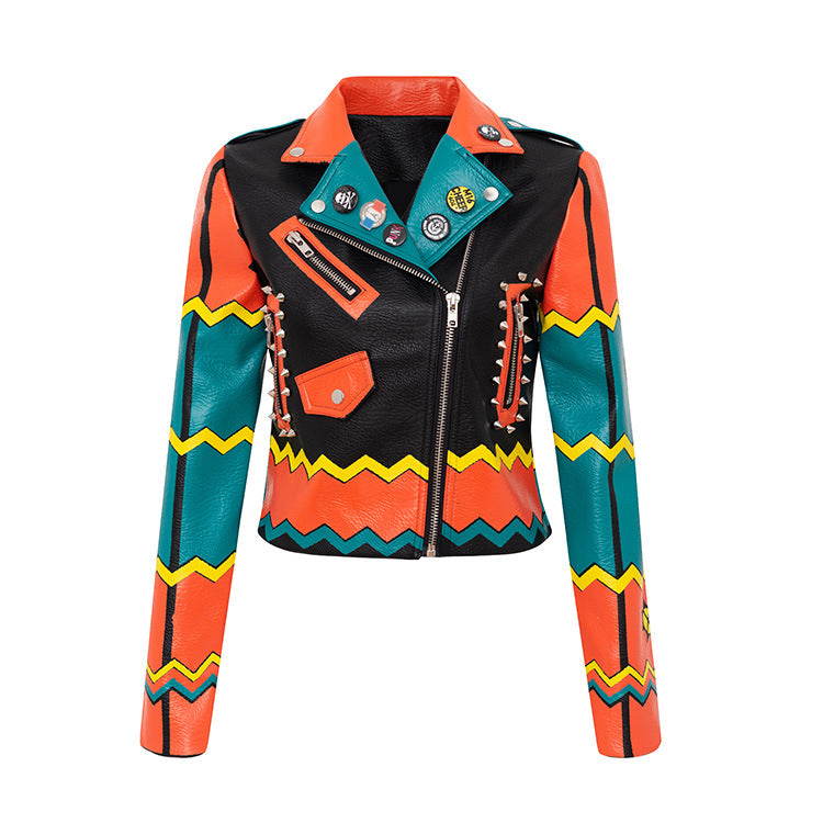 Cyberpunkowa Nomadzka Kurtka Skórzana PU Motocyklowa | Cyberpunk Nomad Native American Jacket