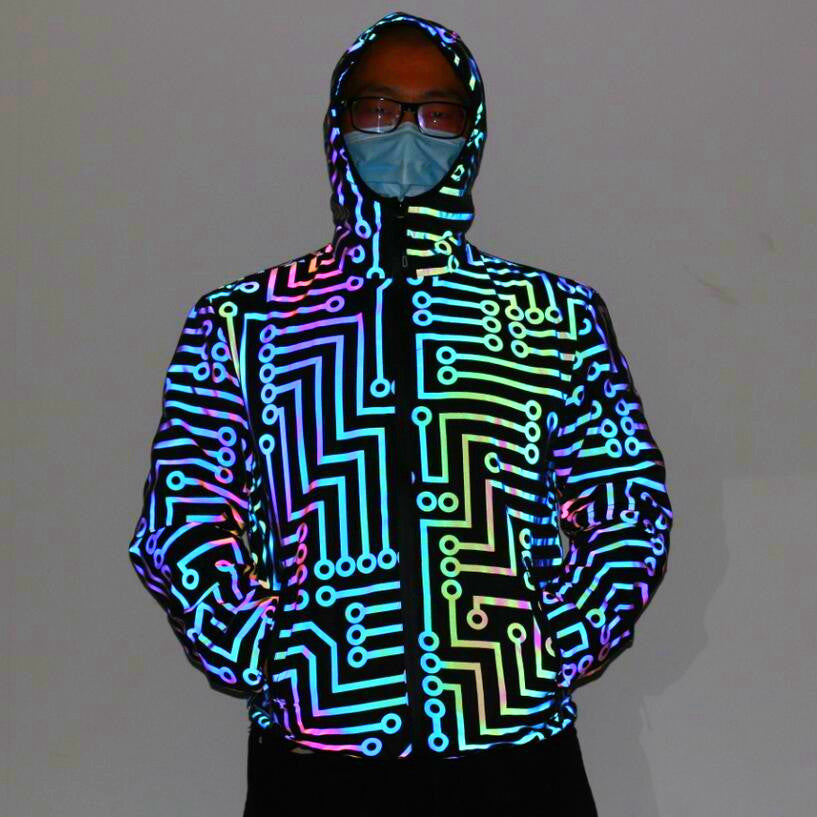 Cyberpunkowa Świecąca Kurtka Hoodie Rebel LED Black