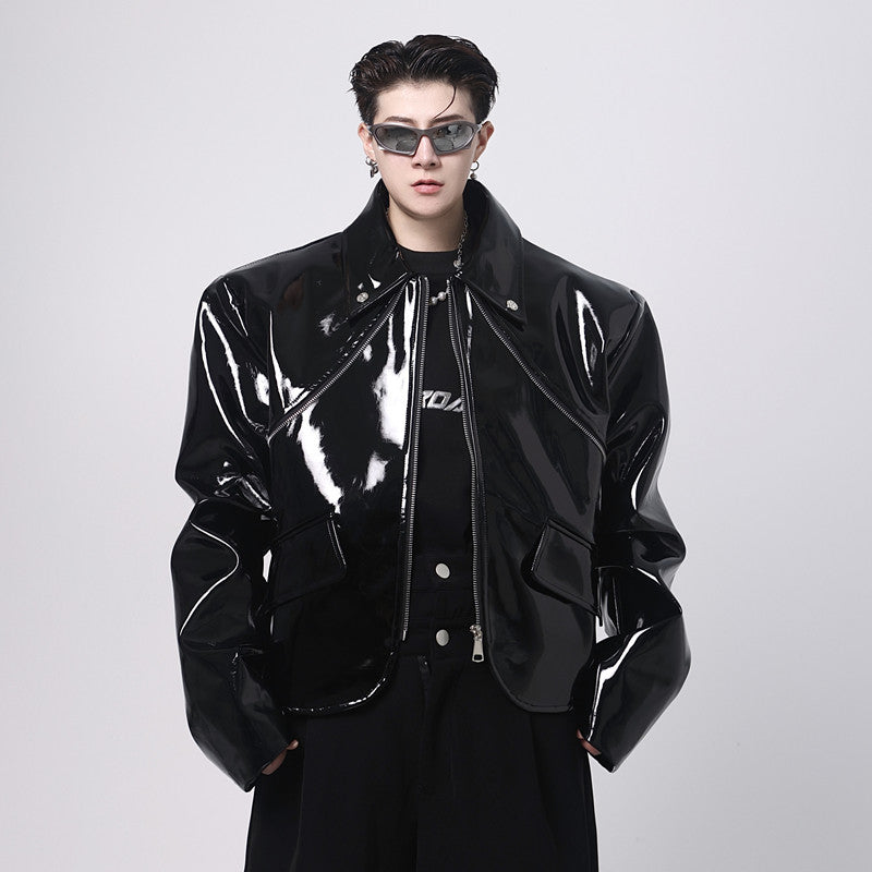 Cyberpunkowa Czarna Kurtka Pure Black Leather