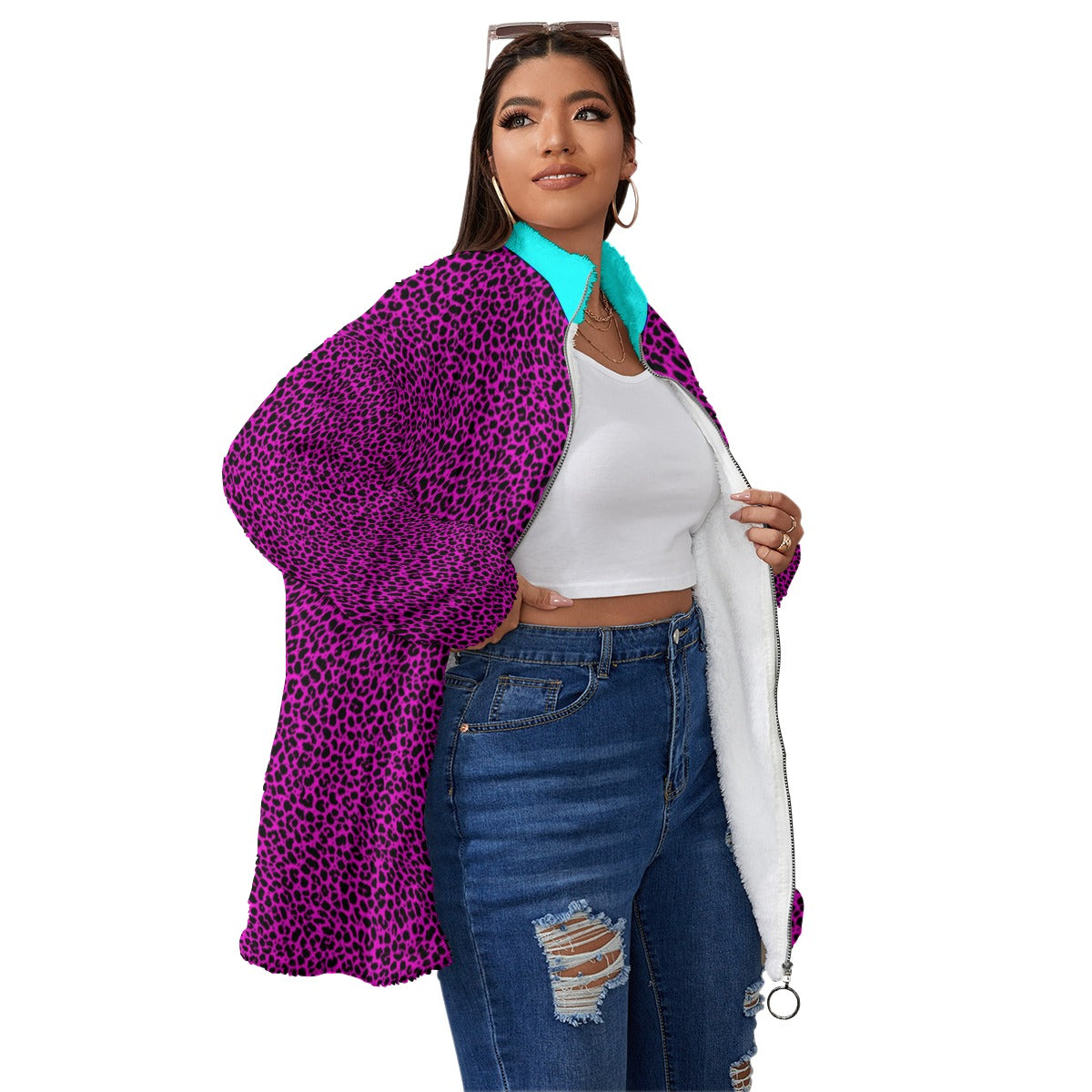 Cyberpunk Fleece Coat | Wild Pink Skull Warrior Coat | AOP Borg