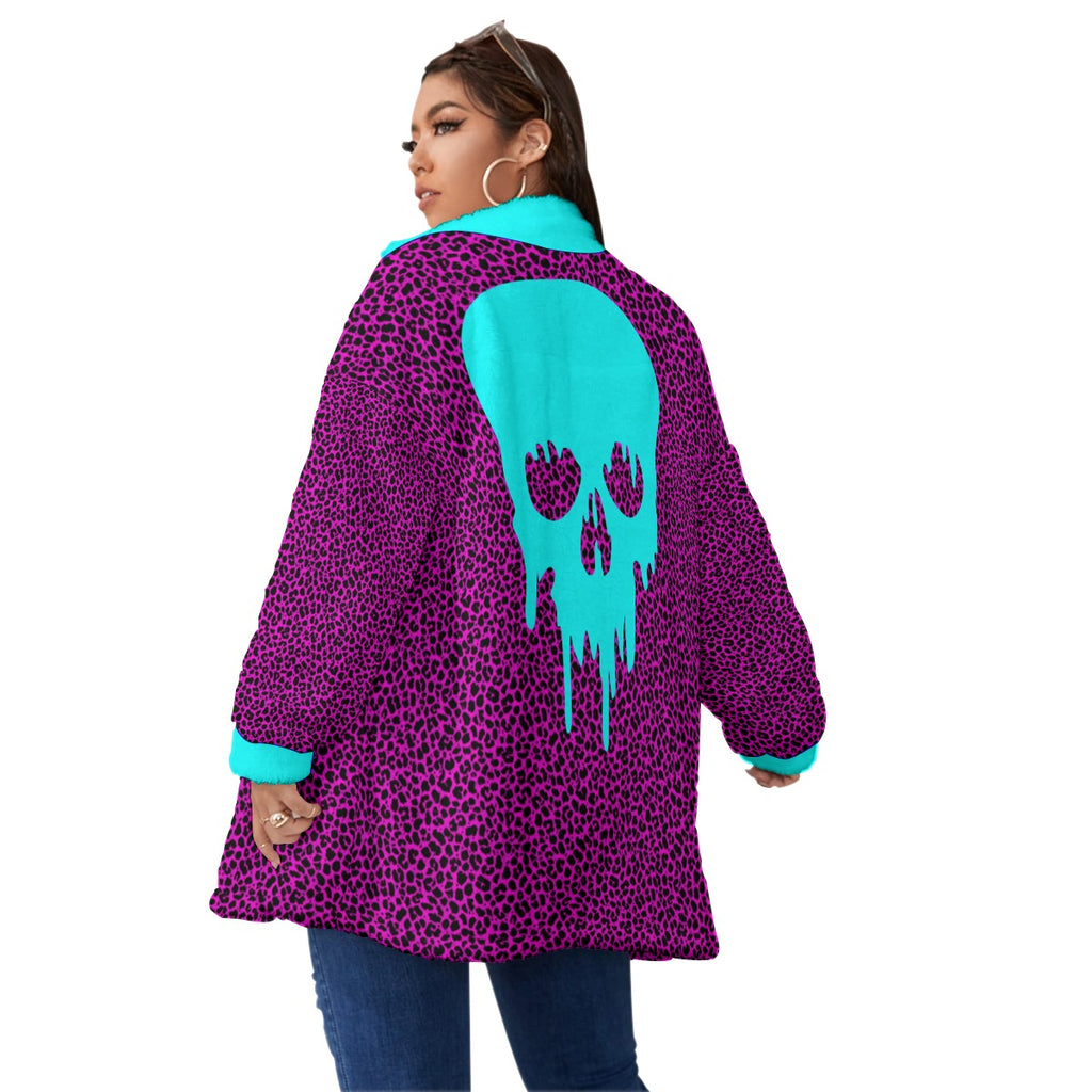 Cyberpunk Fleece Coat | Wild Pink Skull Warrior Coat | AOP Borg