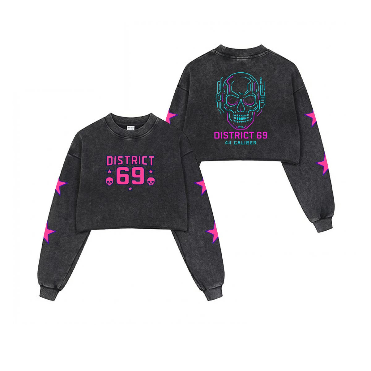 Damska Bluza Cyberpunkowa | DISTRICT 69 Punk Future Cotton Crop Sweatshirt