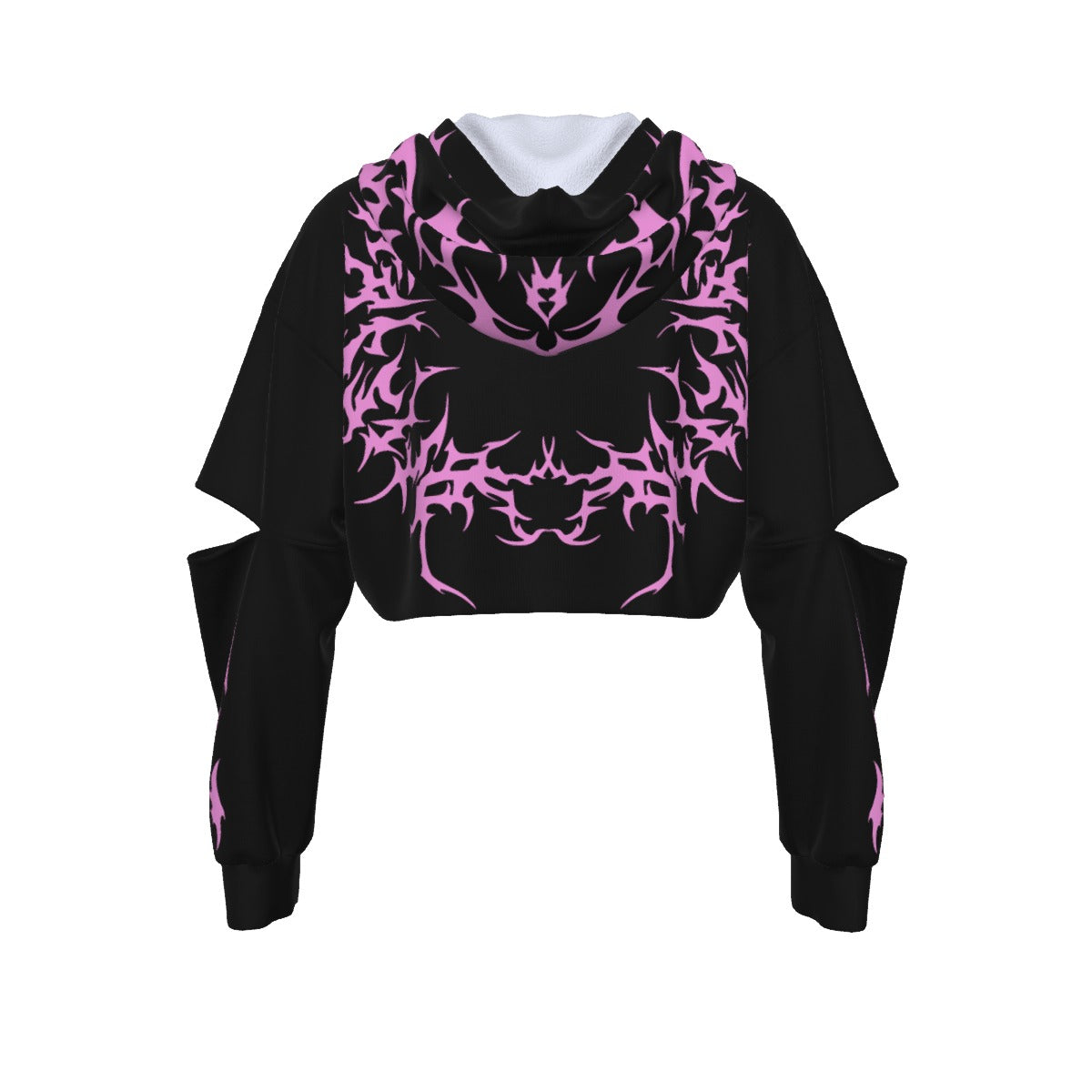 E-Girl Crop Hoodie 'Too Pretty To Die' | Pink Cyber Tribal Edition