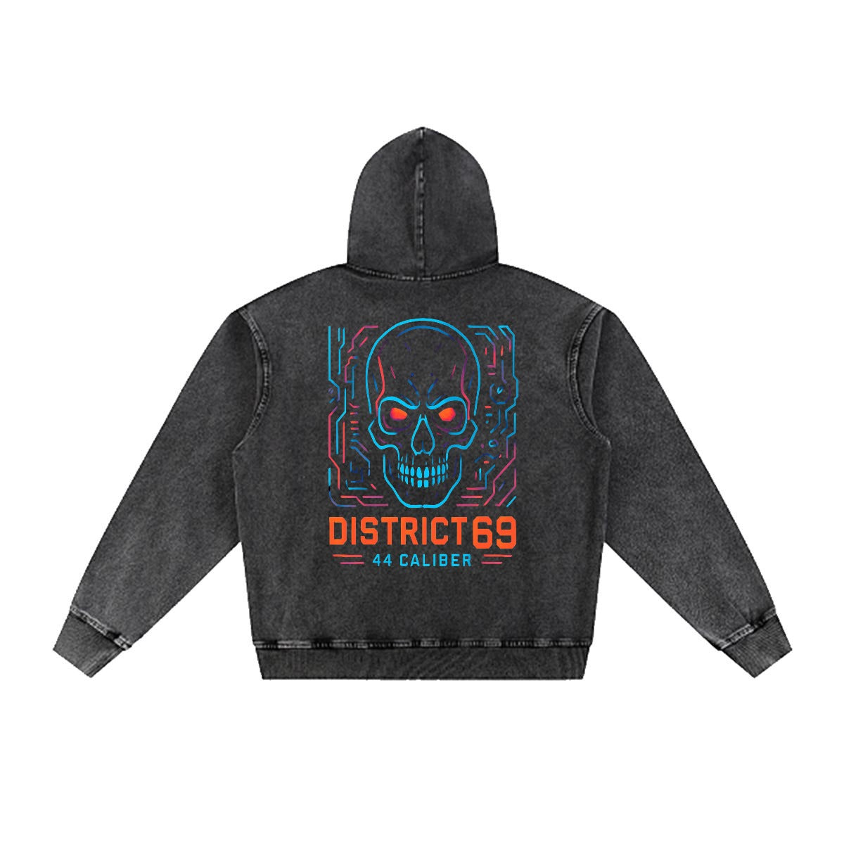 Cyberpunkowa Bluza Męska | DISTRICT 69 Cyberpunk Skull 380gsm