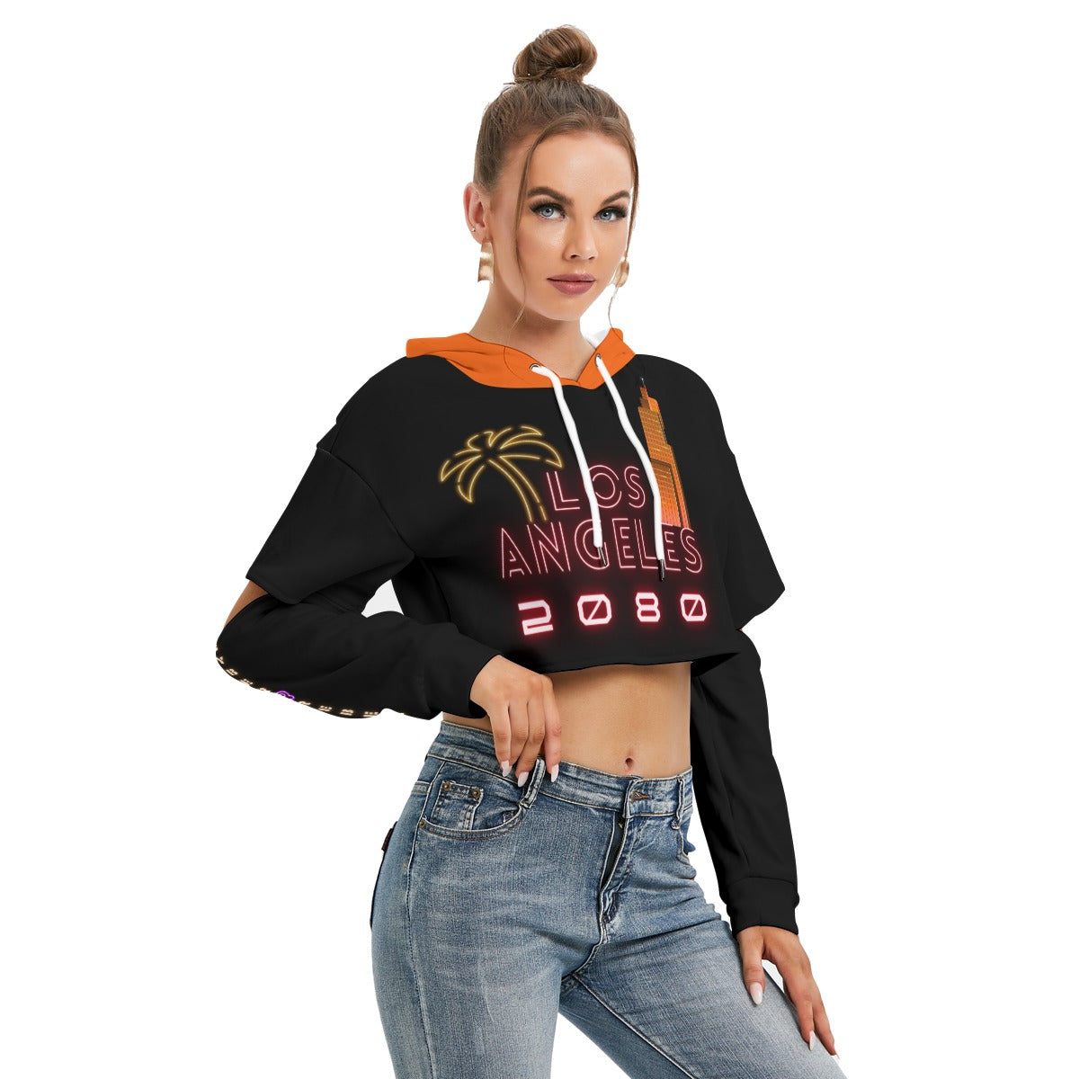 Damska Cyberpunkowa Bluza Crop Los Angeles 2080