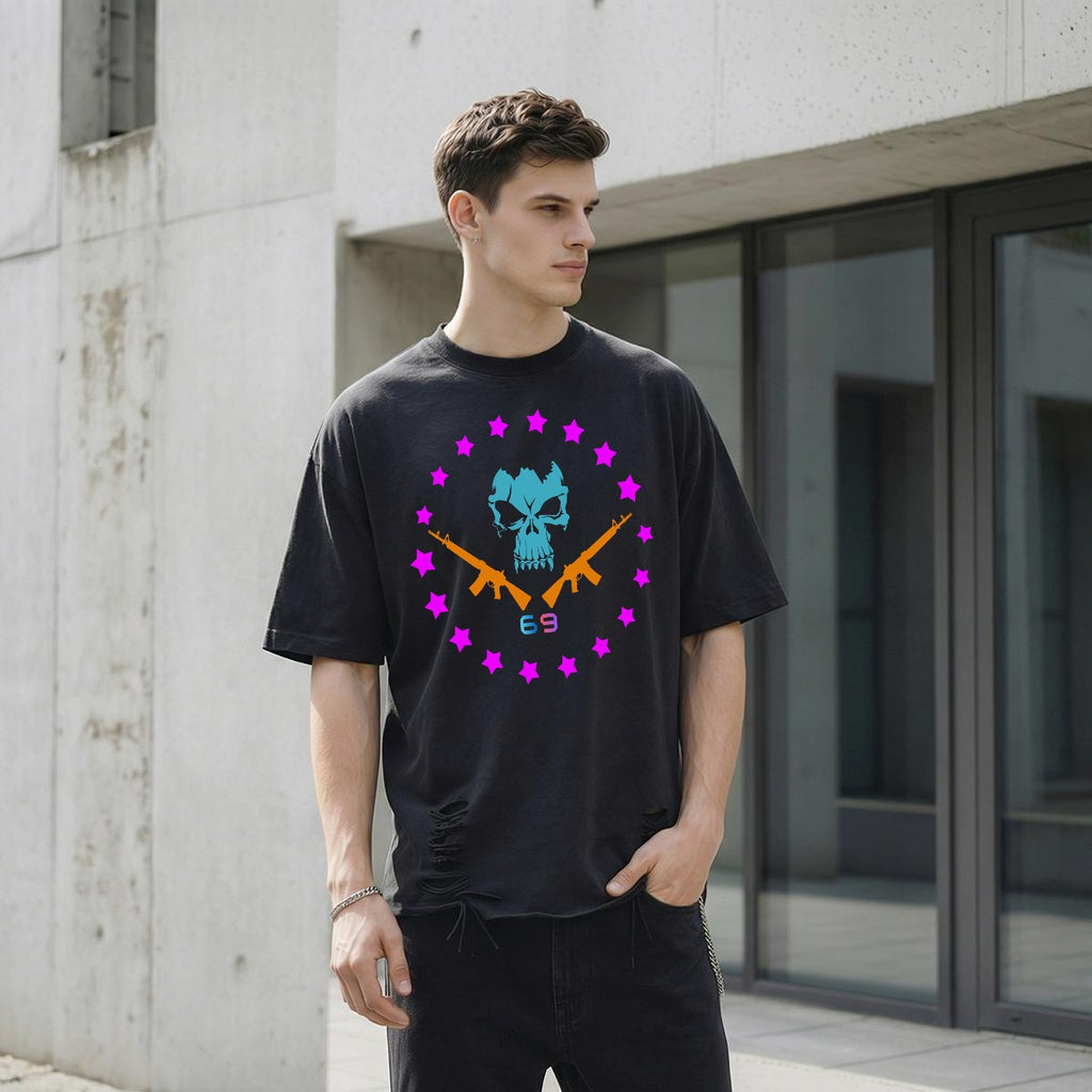 Cyberpunkowy Męski T-shirt | DISTRICT 69 WARRIOR Model 1 | 270gsm Cotton