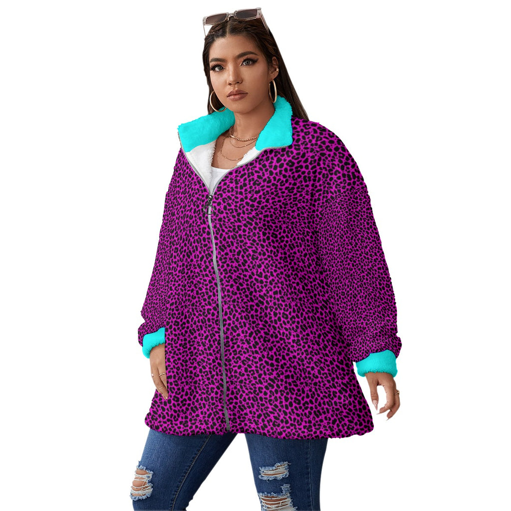 Cyberpunk Fleece Coat | Wild Pink Skull Warrior Coat | AOP Borg