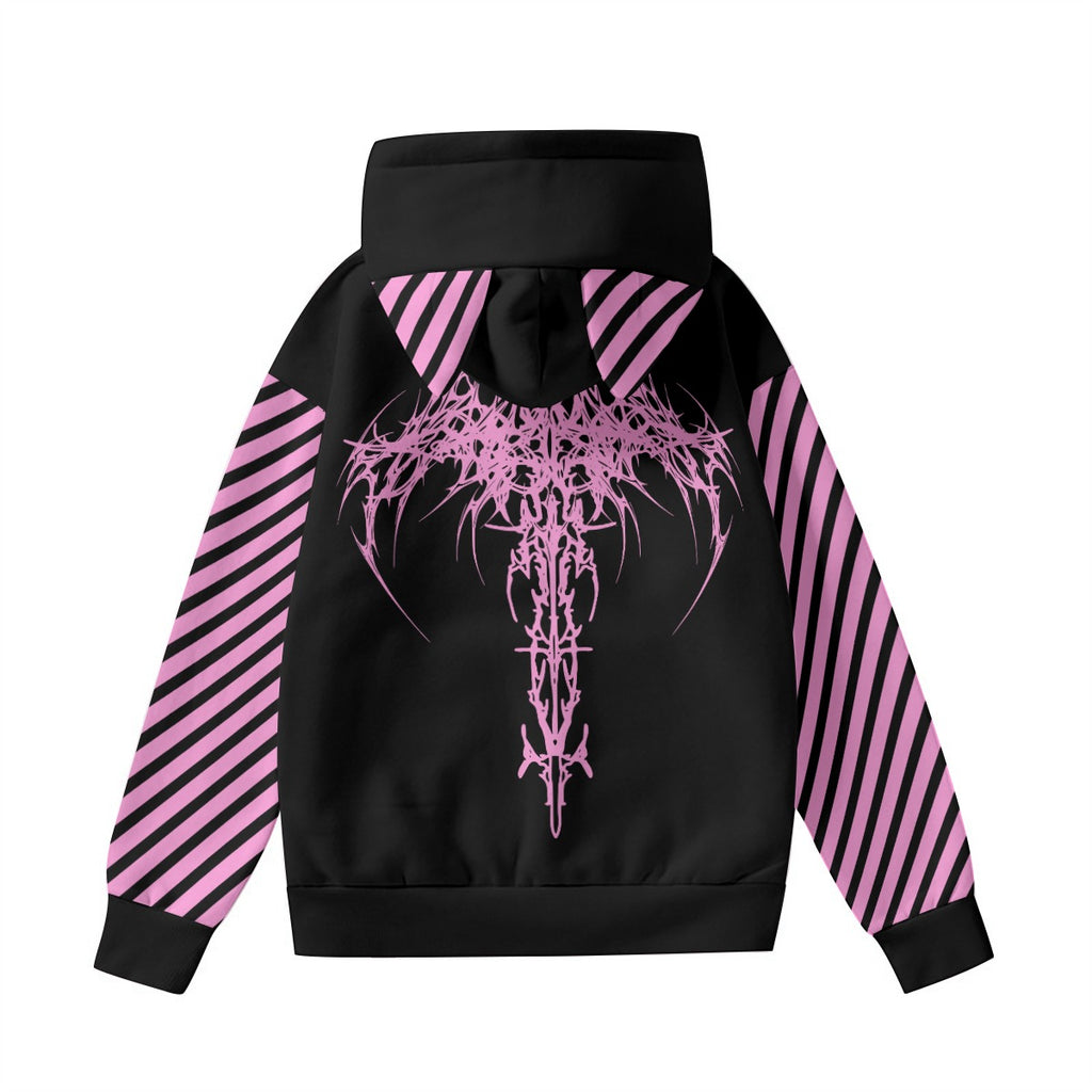 'End Game' Cat Ear Hoodie | E-Girl Pink Skull Hoodie