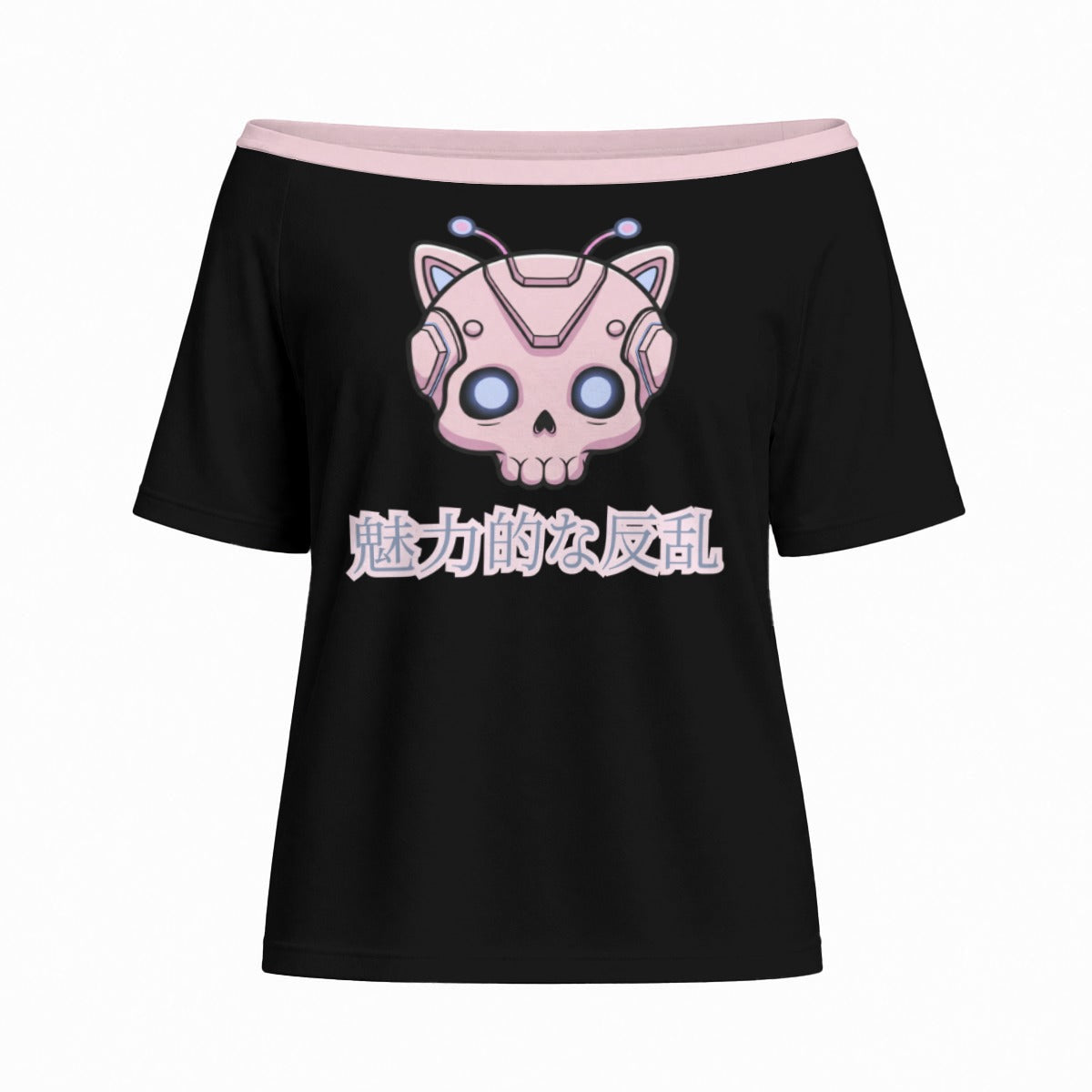 Cyberpunk Women's Off-Shoulder T-Shirt | Kawaii Rebellion