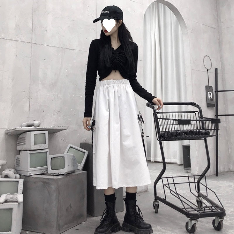Techwear Harajuku Cyber Goth Skirt | E-Witch Skirt White