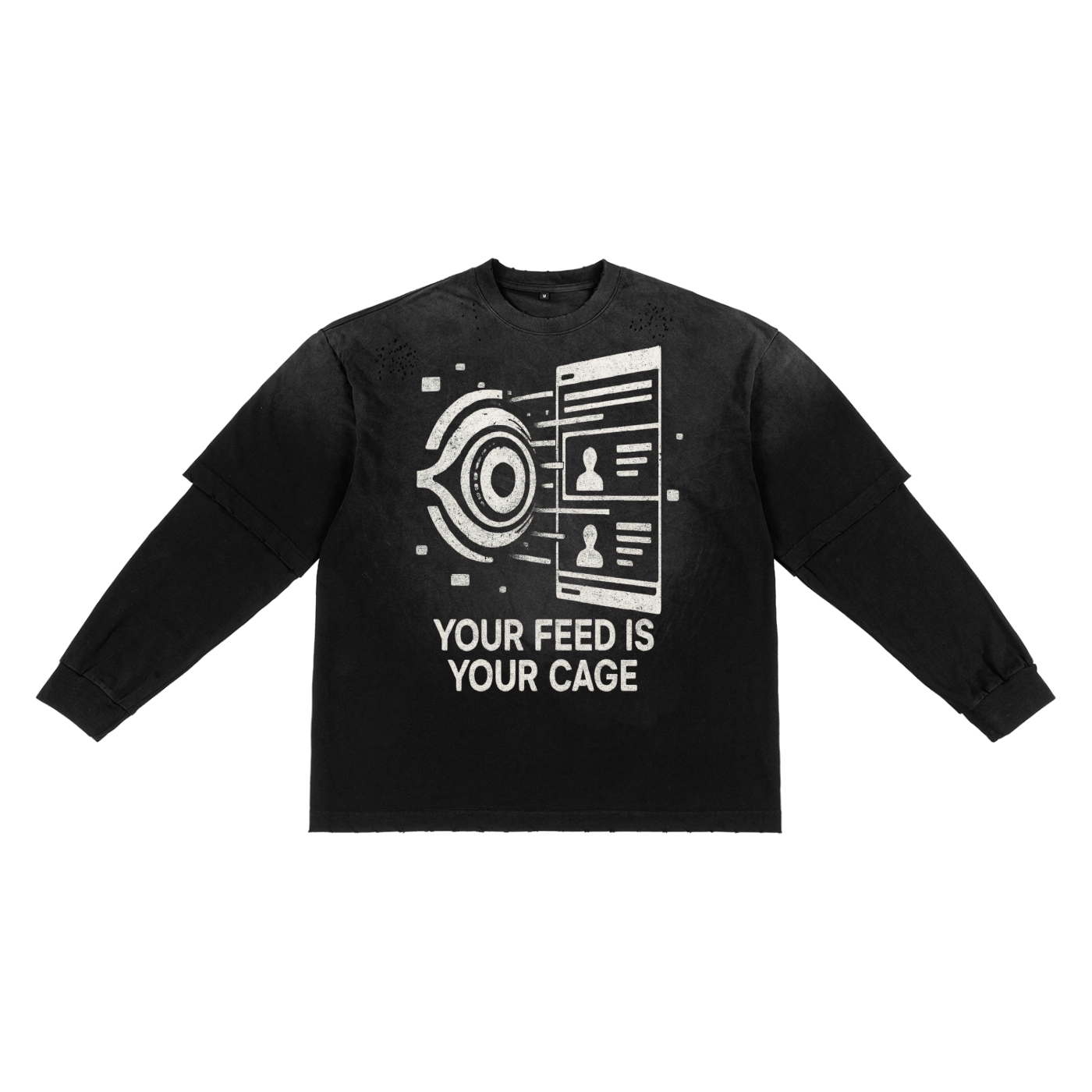 Techwear Dystopian Long-Sleeve T-Shirt | Your Feed is Your Cage
