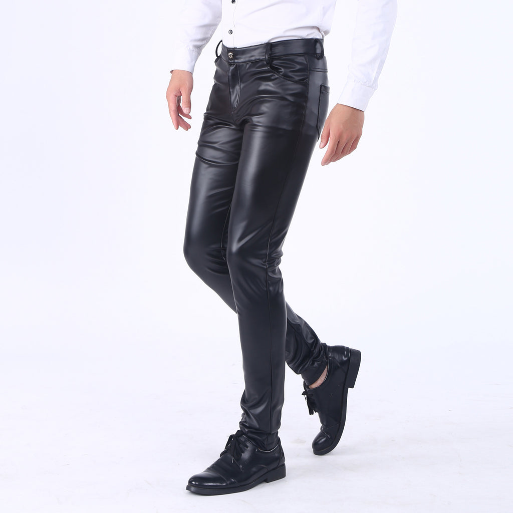 Korporacyjne Cyberpunkowe Spodnie Skórzane Leather Neo-Glamour Black