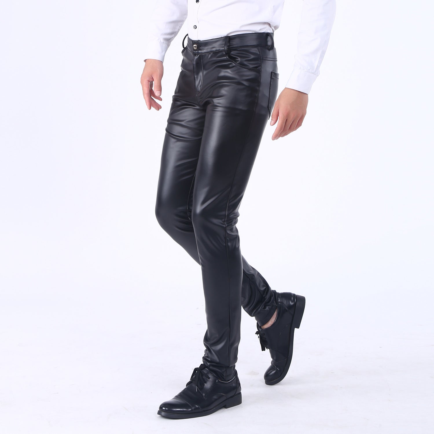 Korporacyjne Cyberpunkowe Spodnie Skórzane Leather Neo-Glamour Black