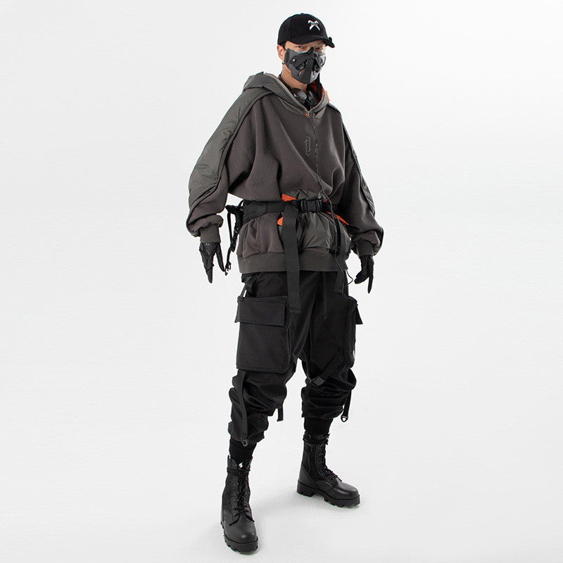 Czarne Techwearowe Spodnie z licznymi kieszeniami - Urban Soldier 0088