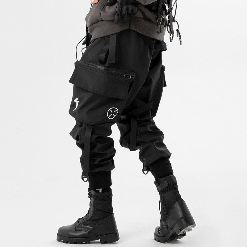 Czarne Techwearowe Spodnie z licznymi kieszeniami - Urban Soldier 0088