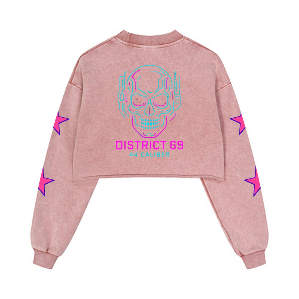 Damska Bluza Cyberpunkowa | DISTRICT 69 Punk Future Cotton Crop Sweatshirt