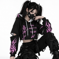 E-Girl Crop Hoodie 'Too Pretty To Die' | Pink Cyber Tribal Edition