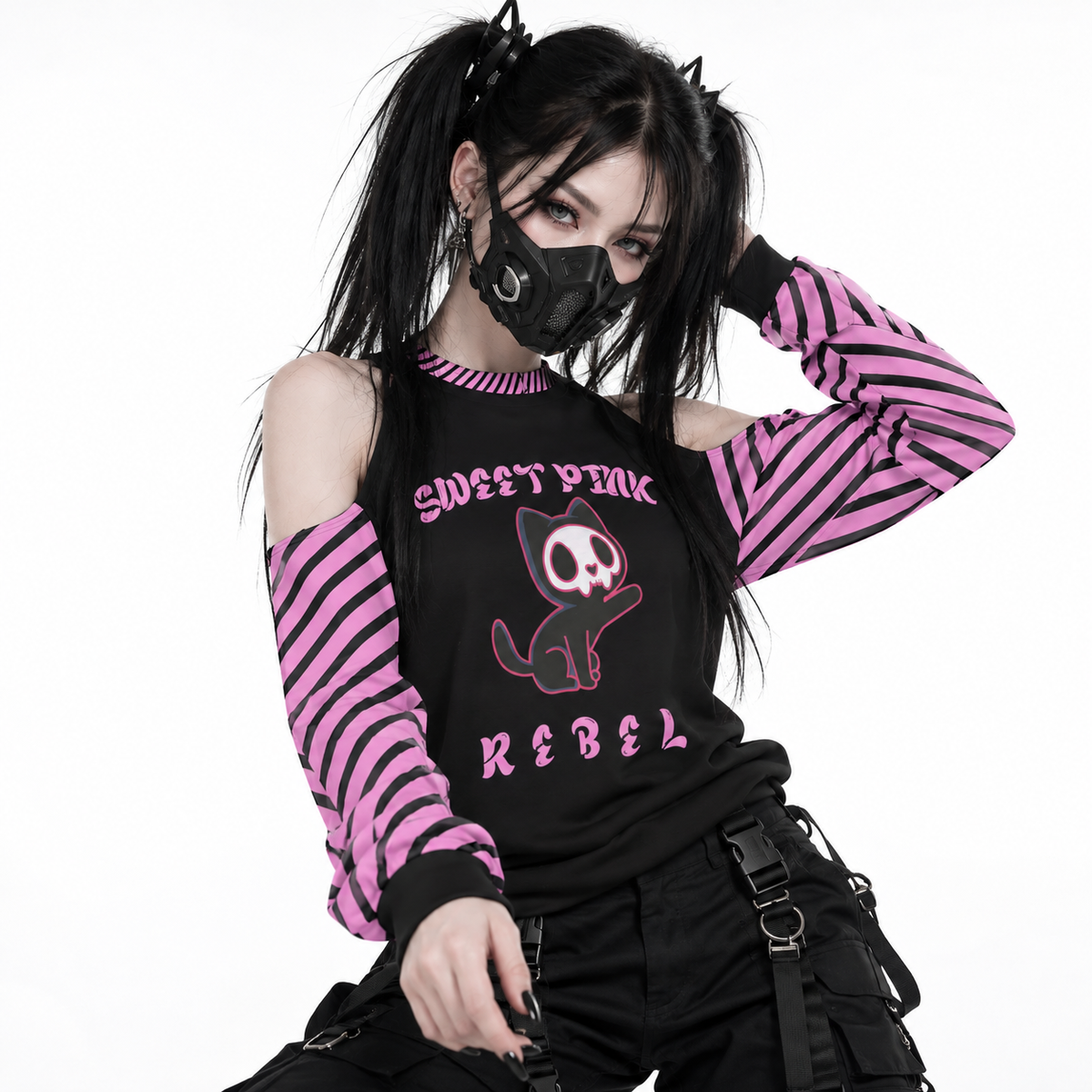 E-Girl Sweatshirt 'Sweet Pink Rebel' | Pink Tribal Cross