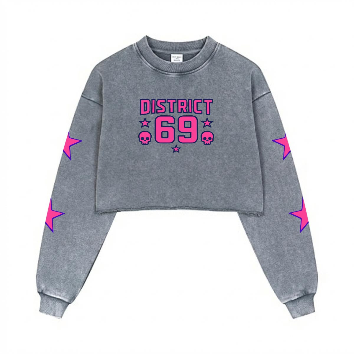 Damska Bluza Cyberpunkowa | DISTRICT 69 Punk Future Cotton Crop Sweatshirt