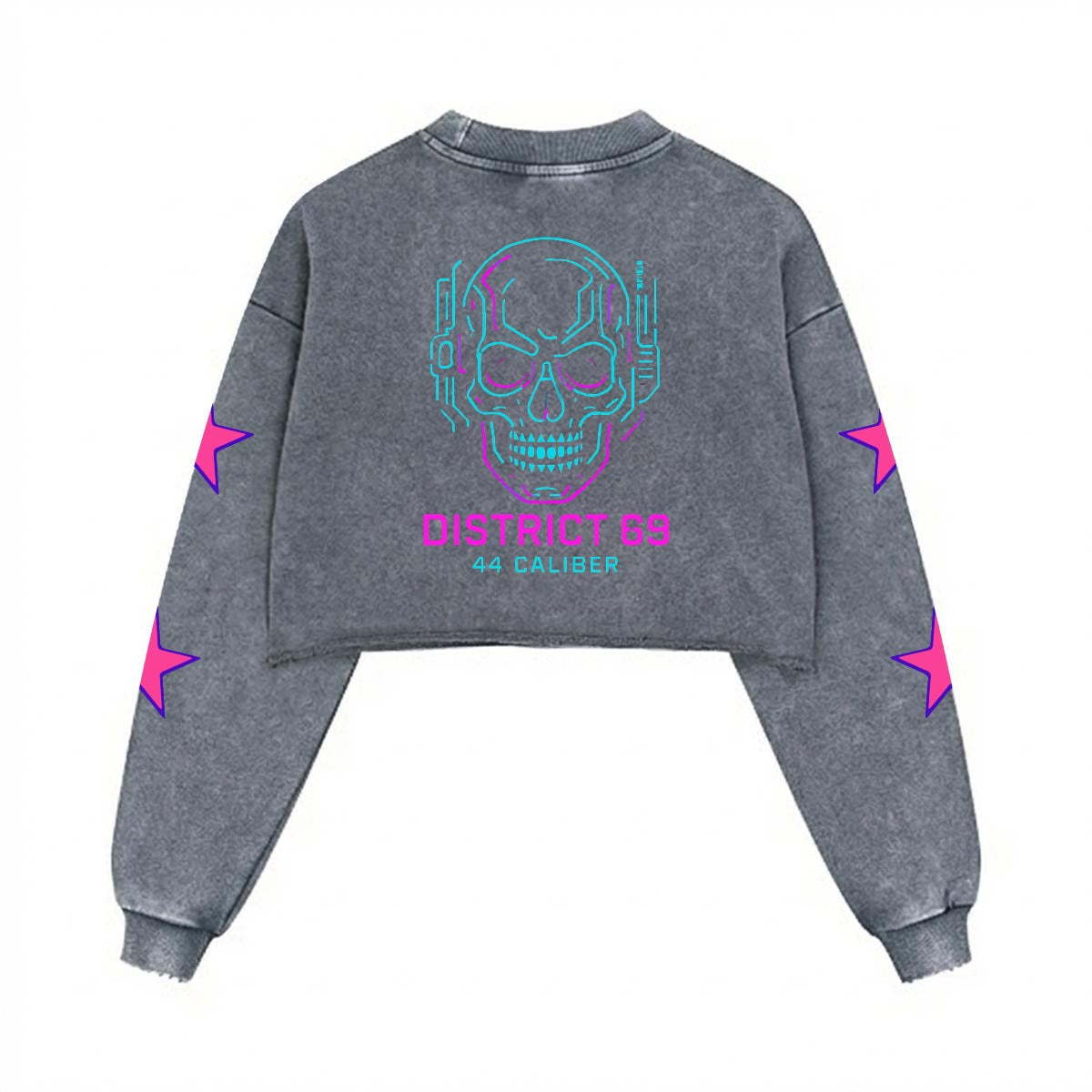 Damska Bluza Cyberpunkowa | DISTRICT 69 Punk Future Cotton Crop Sweatshirt