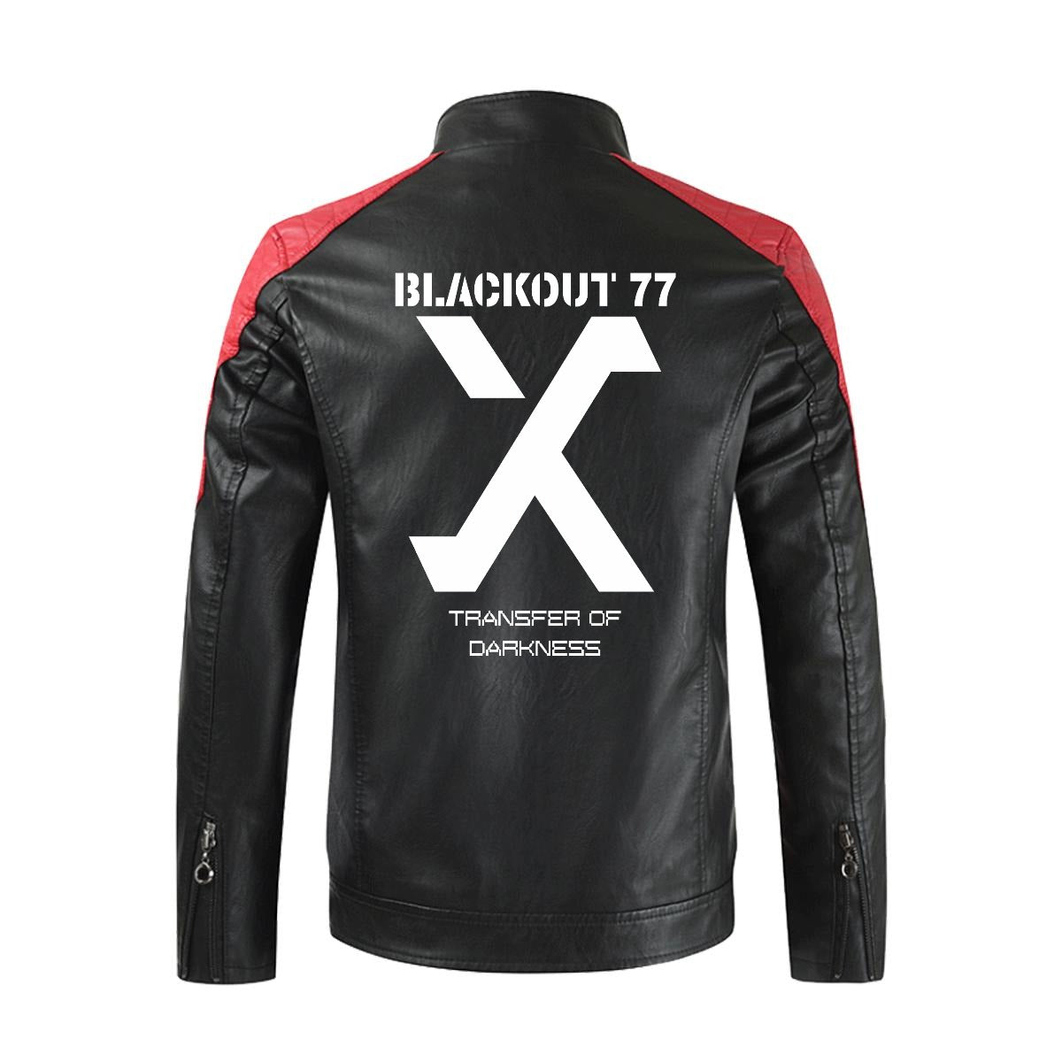 Men's Techwear Biker Jacket 'BLACKOUT 77' | Eco-Leather Moto Jacket Black &amp; Red