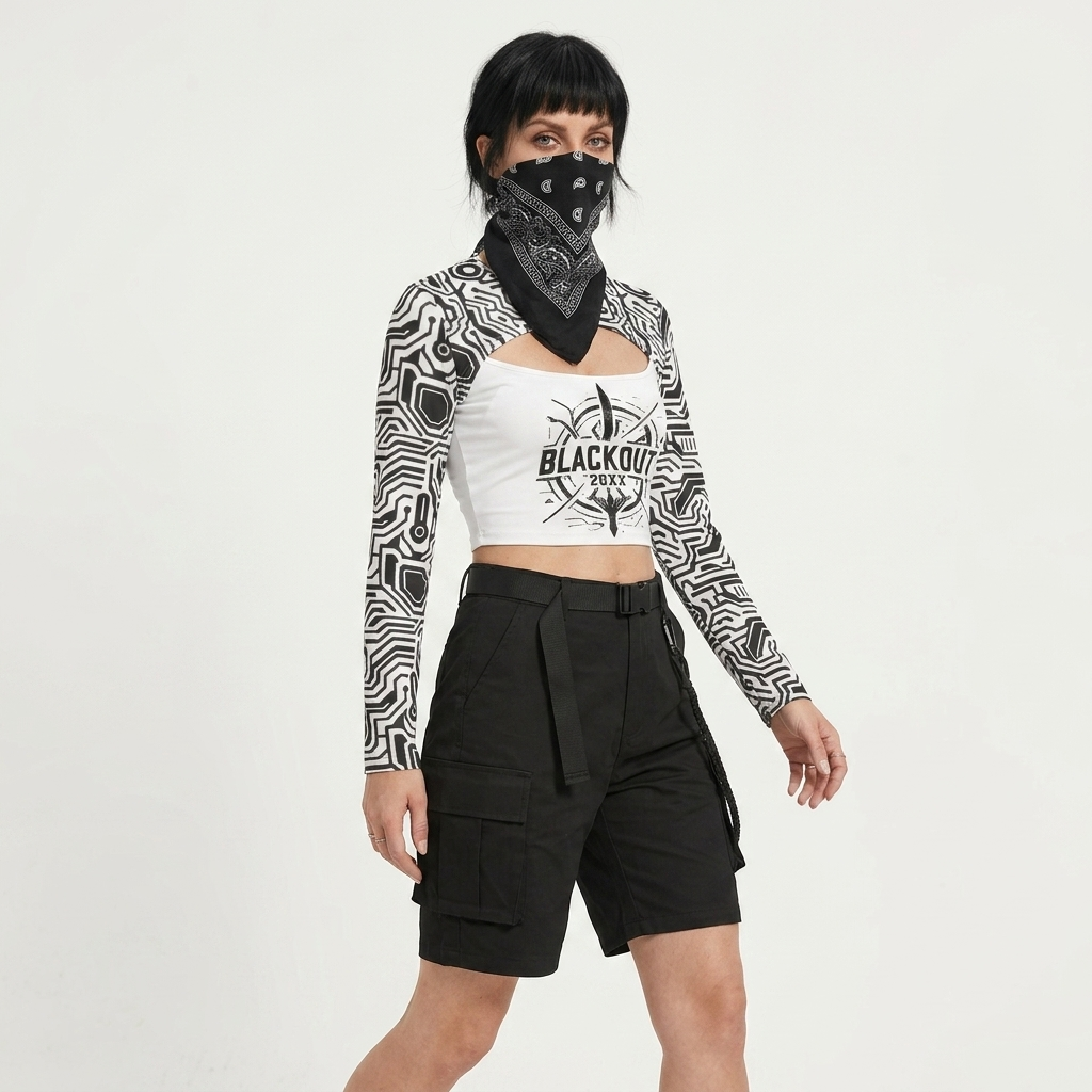 Techwear Crop Top BLACKOUT 20XX