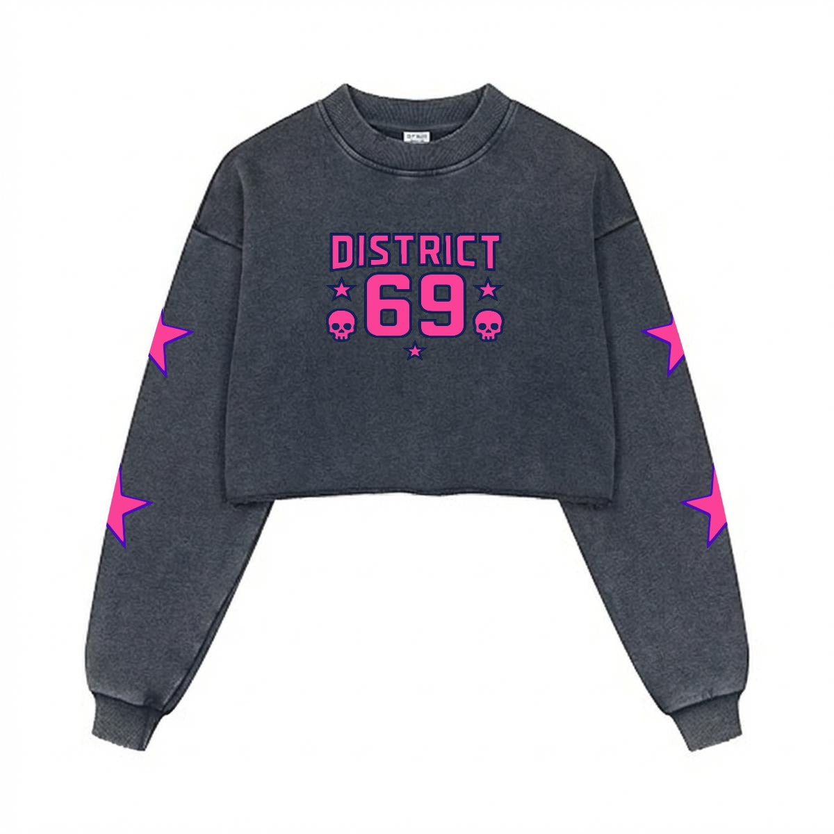 Damska Bluza Cyberpunkowa | DISTRICT 69 Punk Future Cotton Crop Sweatshirt