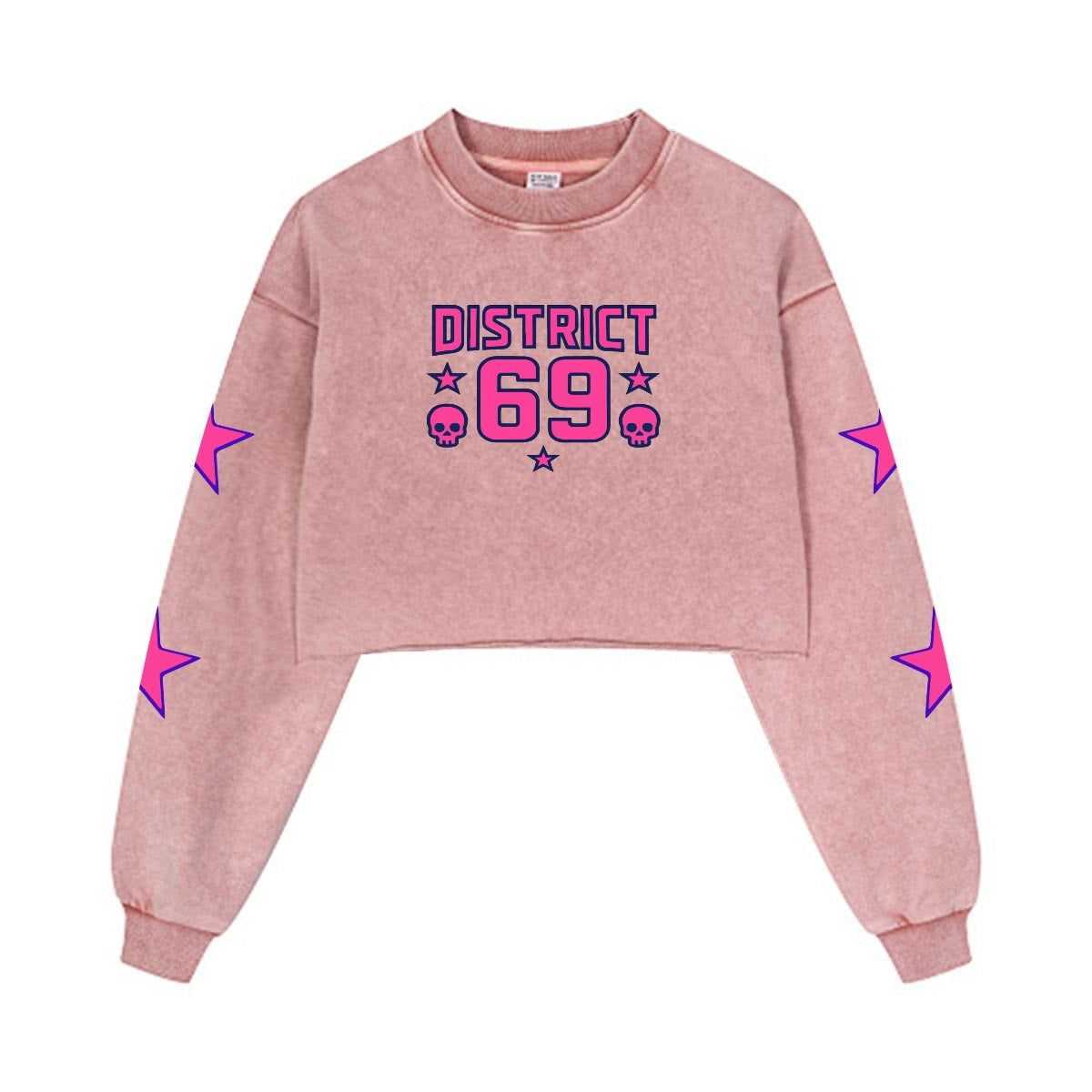 Damska Bluza Cyberpunkowa | DISTRICT 69 Punk Future Cotton Crop Sweatshirt