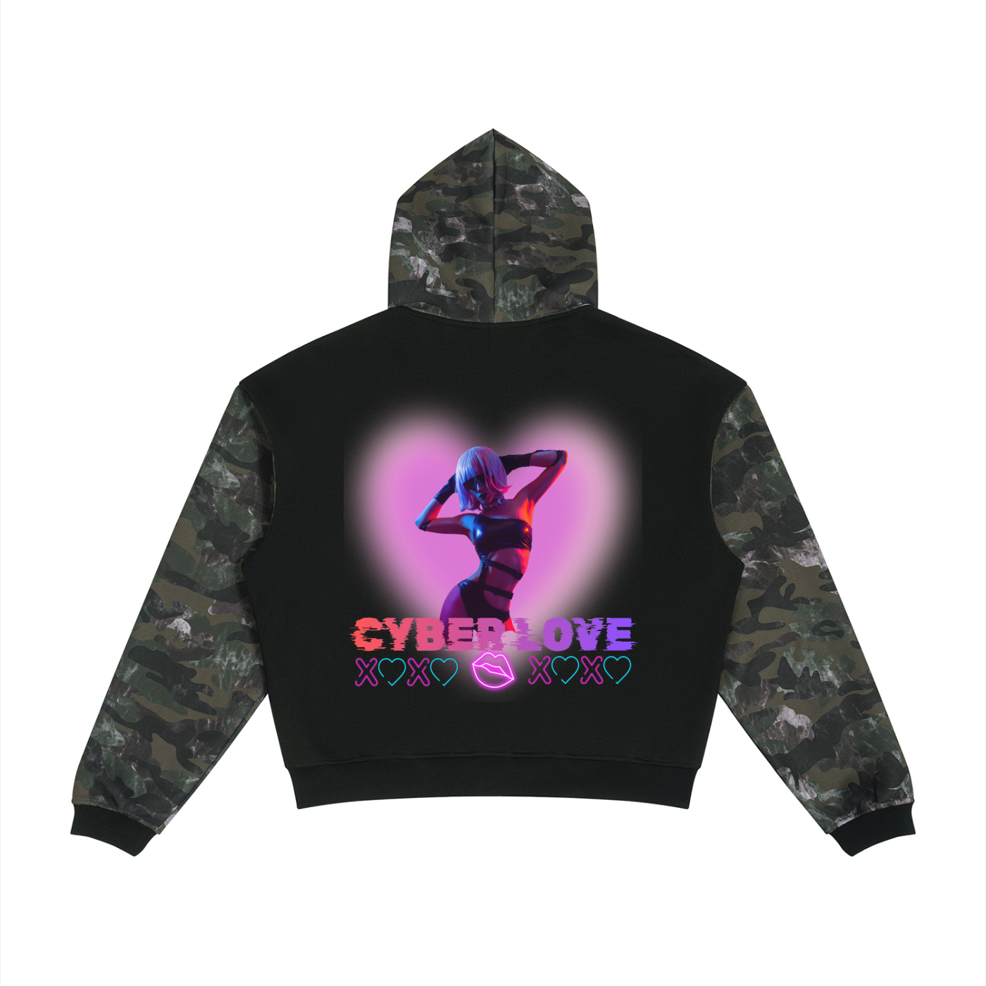 Cyberpunk Hoodie Camo | CYBER LOVE x PLASTIC DEATH | 350gsm