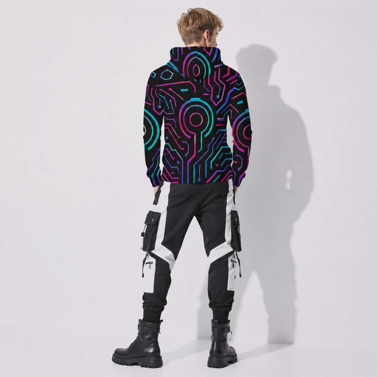 Cyberpunkowa Bluza Hoodie | Anti-UV Hoodie | Cyber Neon Circle