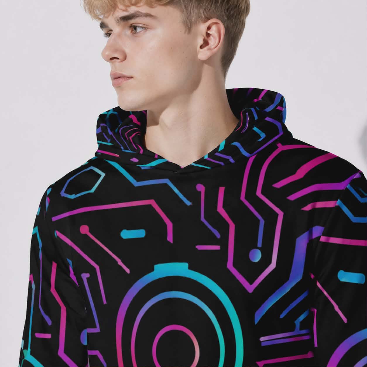 Cyberpunkowa Bluza Hoodie | Anti-UV Hoodie | Cyber Neon Circle