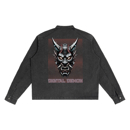 Cyberpunk,Cyberpunk Denim Jacket,Cyberpunk Oni Demon,Japanese Cyberpunk,Cyberpunk Jacket,Dark Future,Futurewear