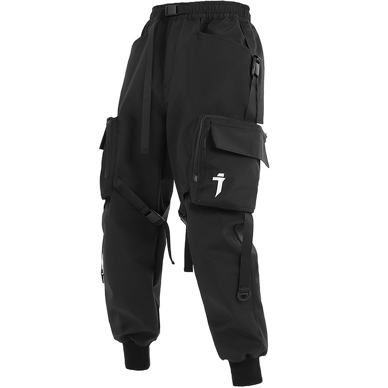 Czarne Techwearowe Spodnie z licznymi kieszeniami - Urban Soldier 0088