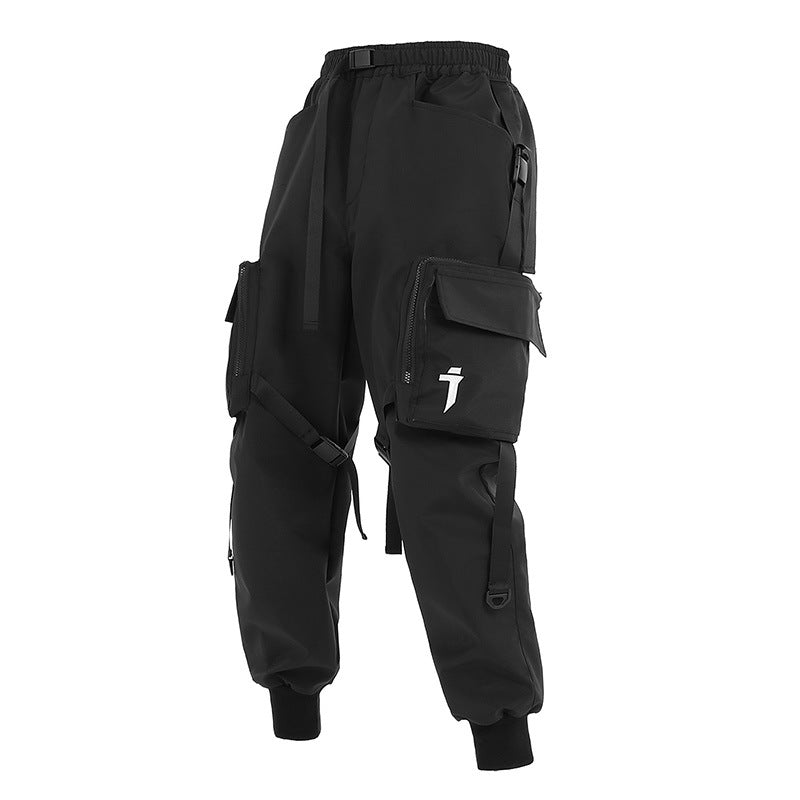 Czarne Techwearowe Spodnie z licznymi kieszeniami - Urban Soldier 0088