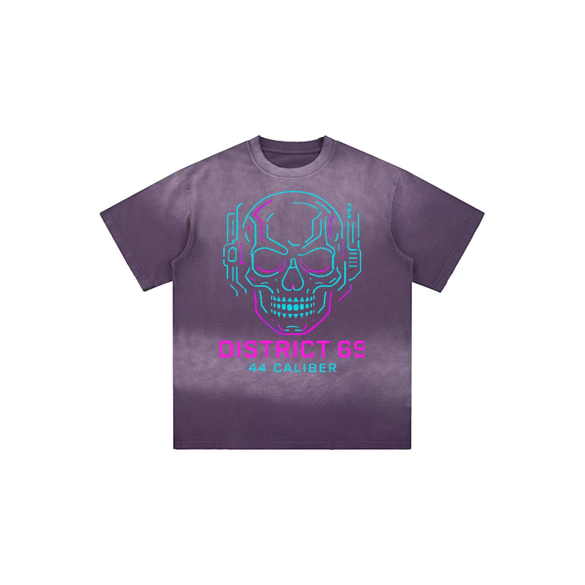 Cyberpunkowy T-shirt Oversizowy Męski | DISTRICT 69 Pink-Blue Neon | Cotton 260gsm