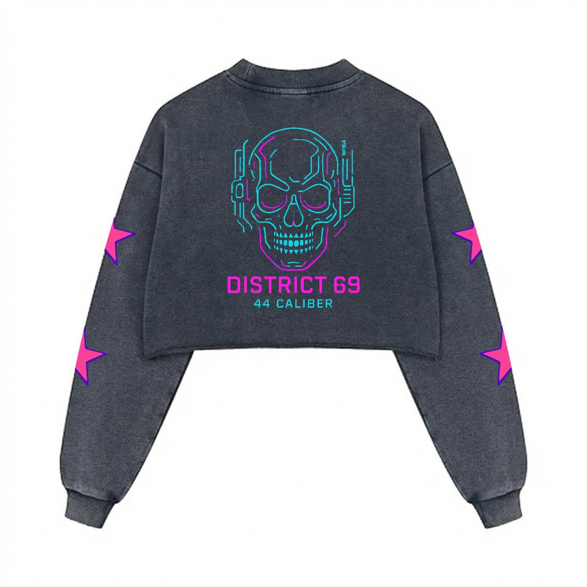 Damska Bluza Cyberpunkowa | DISTRICT 69 Punk Future Cotton Crop Sweatshirt